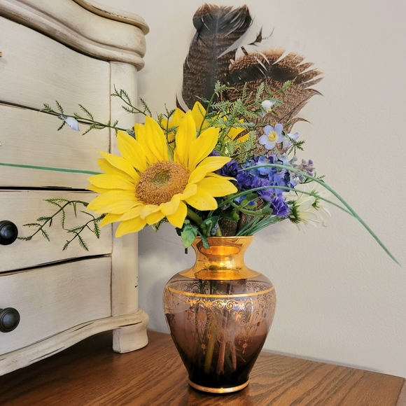 Murano Glass Vase with Gold Trim - Purple - Picture 2 of 9